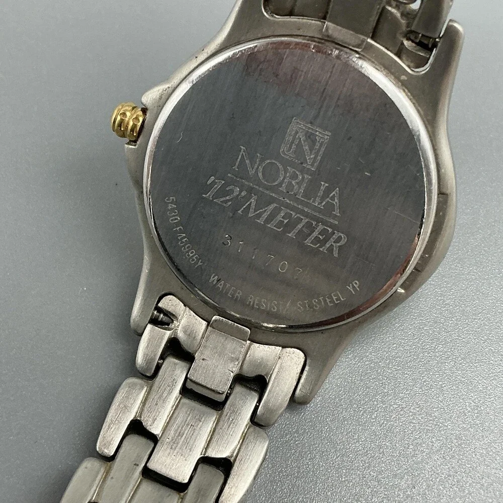 Vintage Noblia 12 Meter Womens Watch 24mm White Dial Two Tone New Battery 6.25